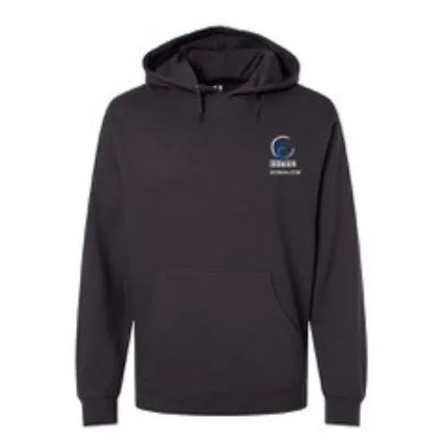 IBDMAN Hoodie Bearded barman looking at client by bar-counter