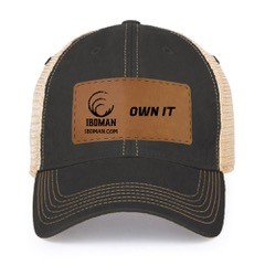IBDMAN Vintage Trucker Hat - Snapback, Tan, Leather Patch